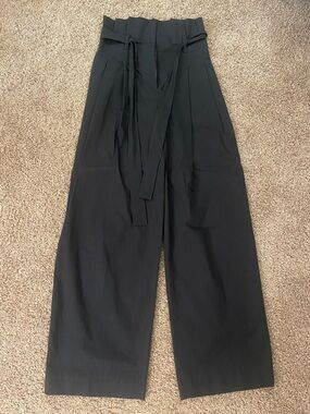 COS Navy High-Waisted Paperbag Trousers